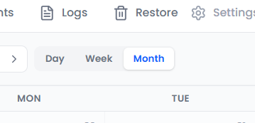 Calendars tab showing a list of calendars with groups