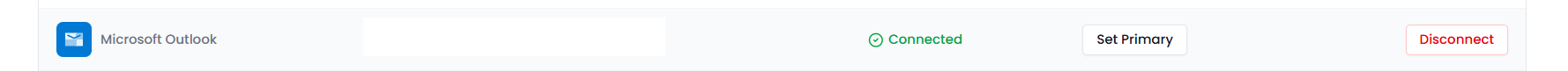 Disconnect button next to a Microsoft account in the connected accounts table