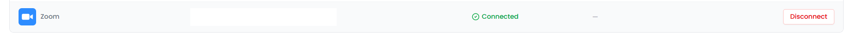 Disconnect button next to Zoom in the connected accounts table