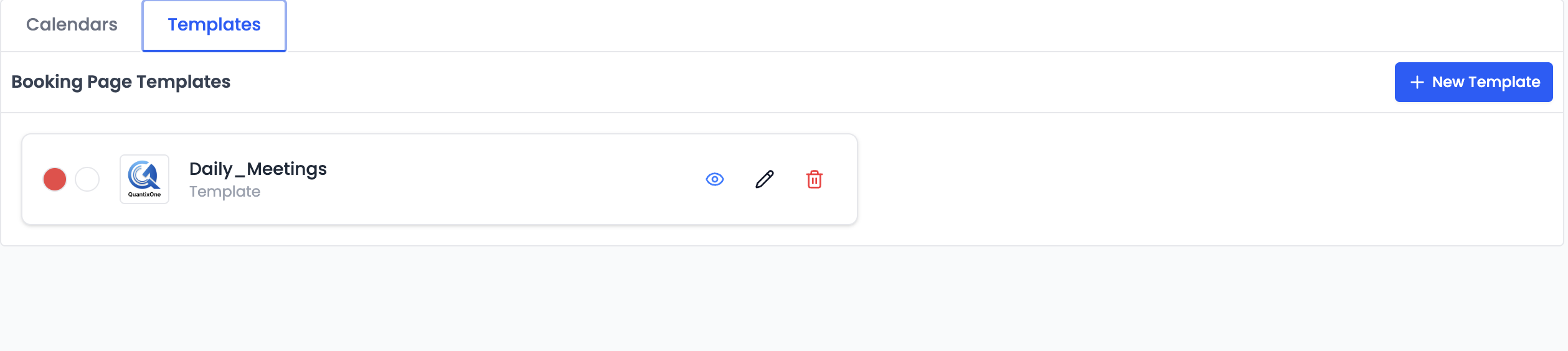 Templates page listing existing templates