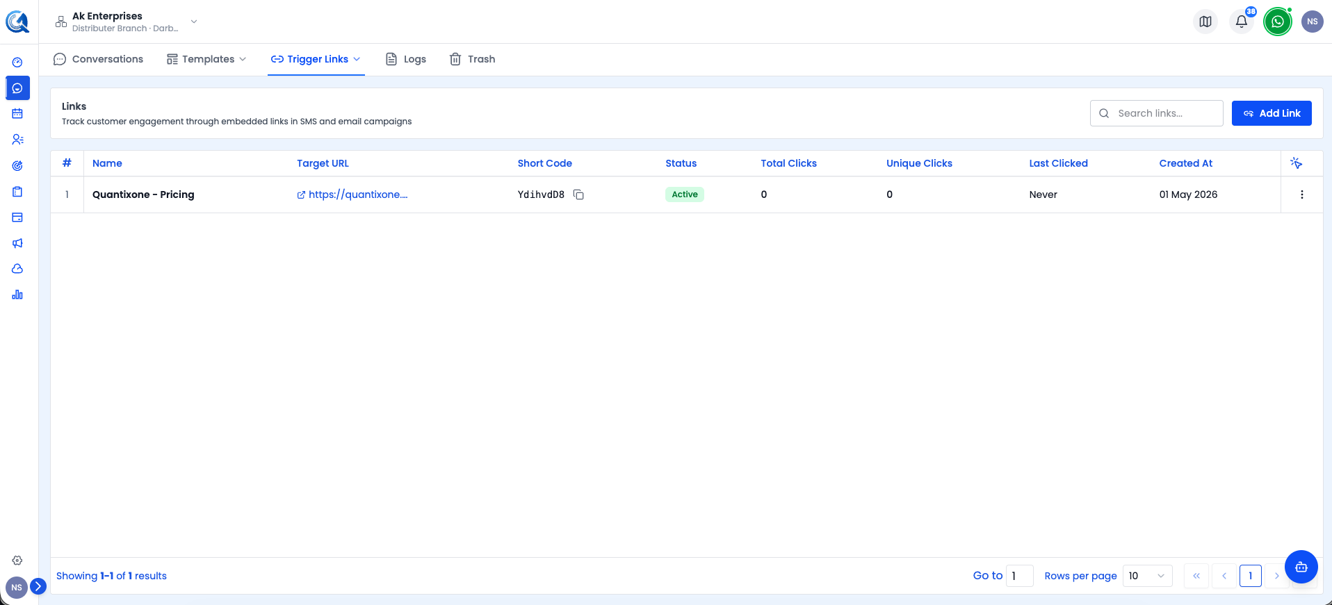 Trigger Links Page