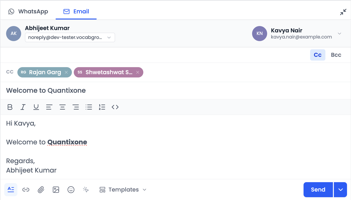 Email composer with subject and body fields