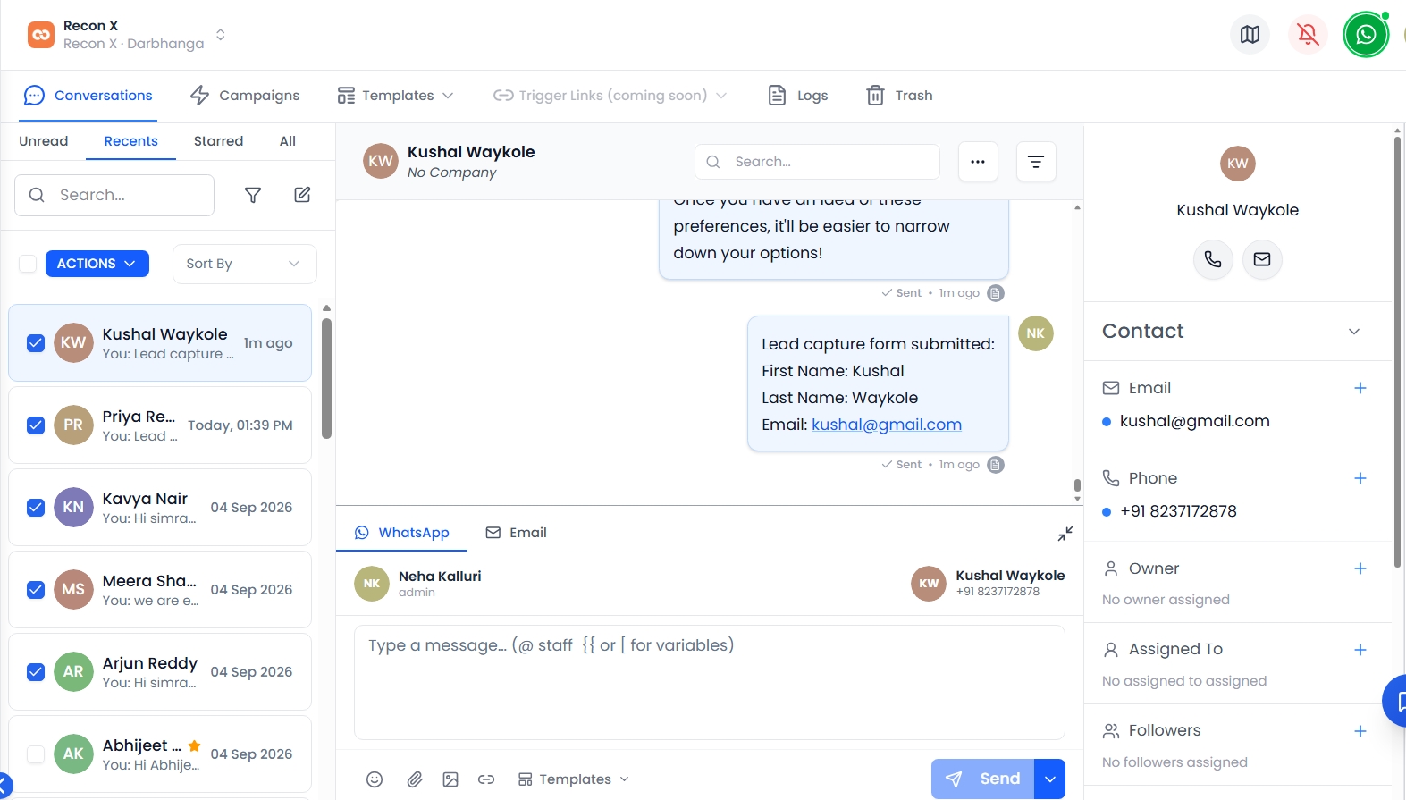 Inbox conversation view