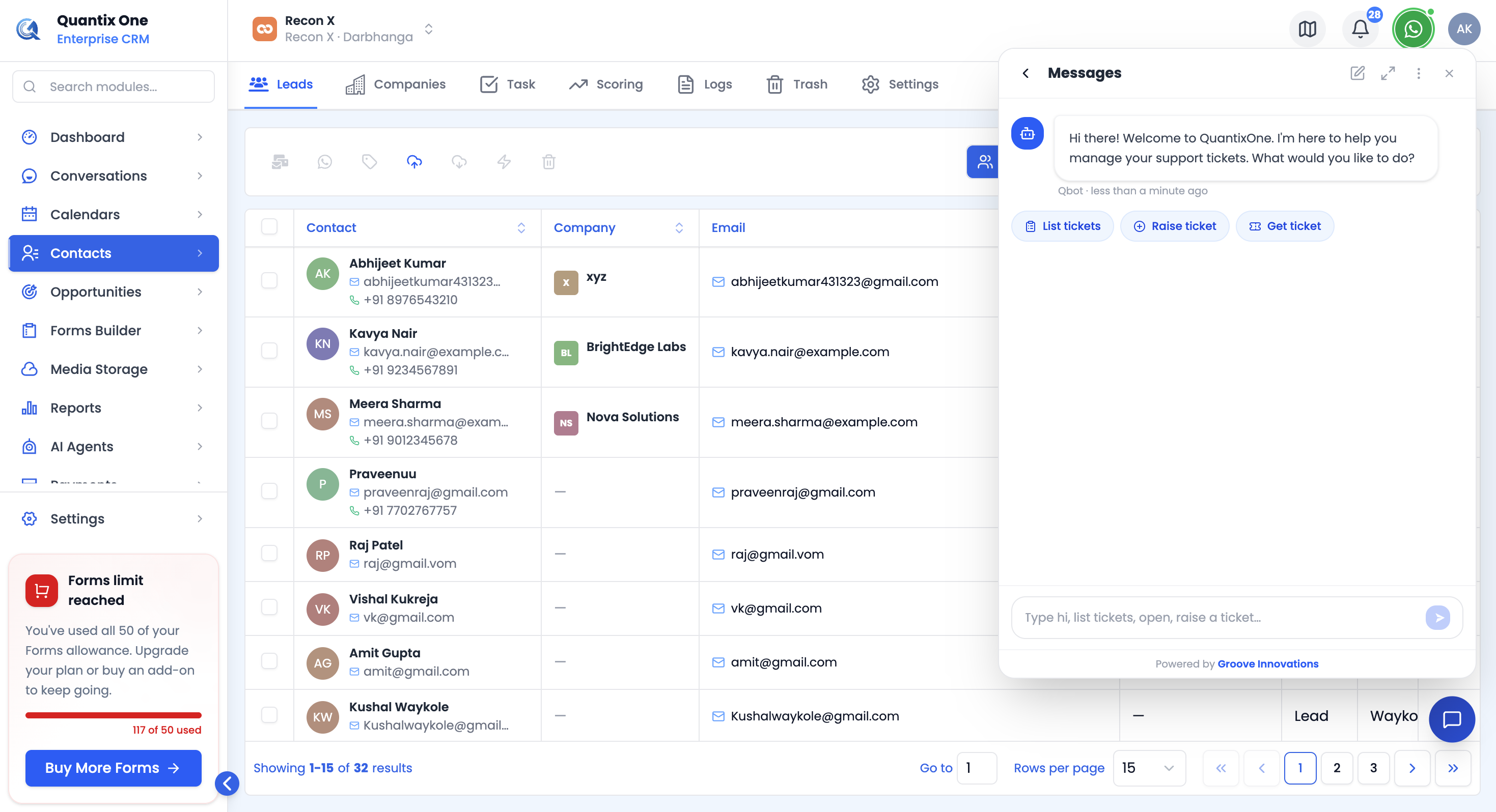 Ticket assistant chat with quick actions