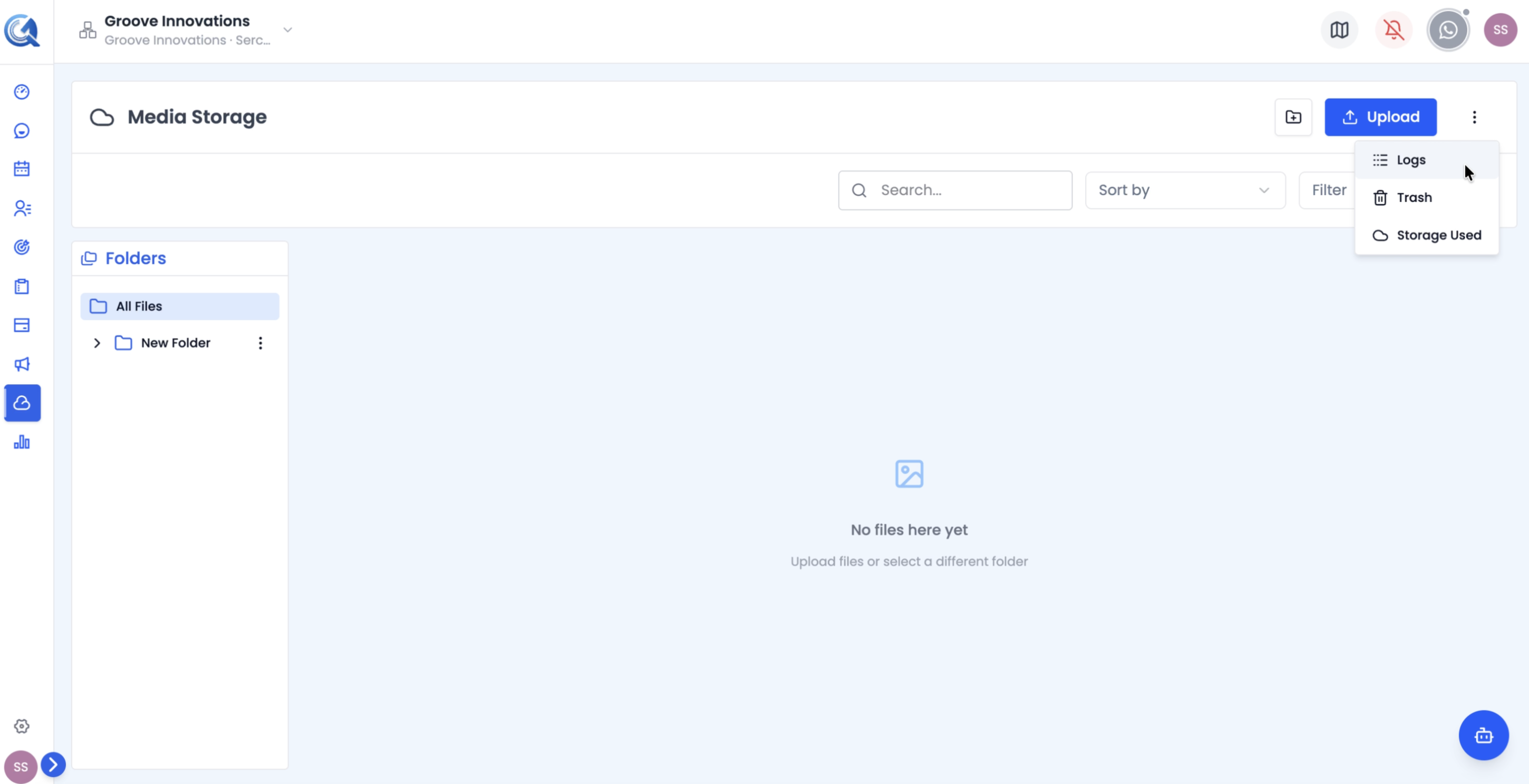 Quick navigation menu with Activity Logs option highlighted