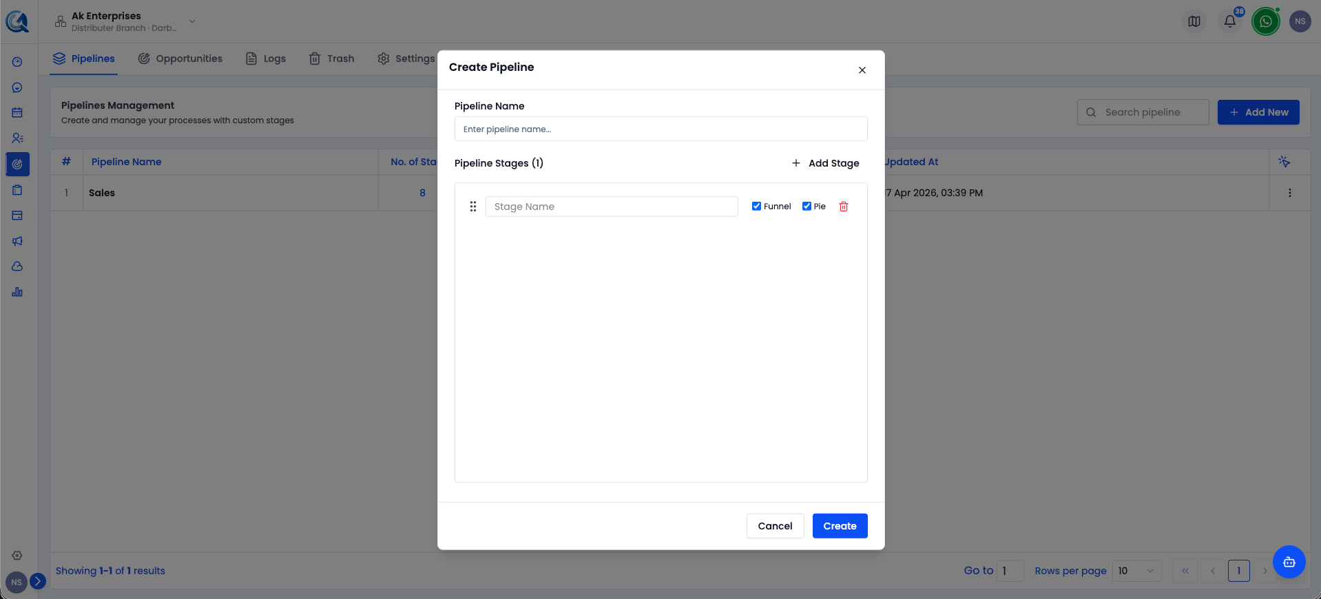 Creating a new pipeline