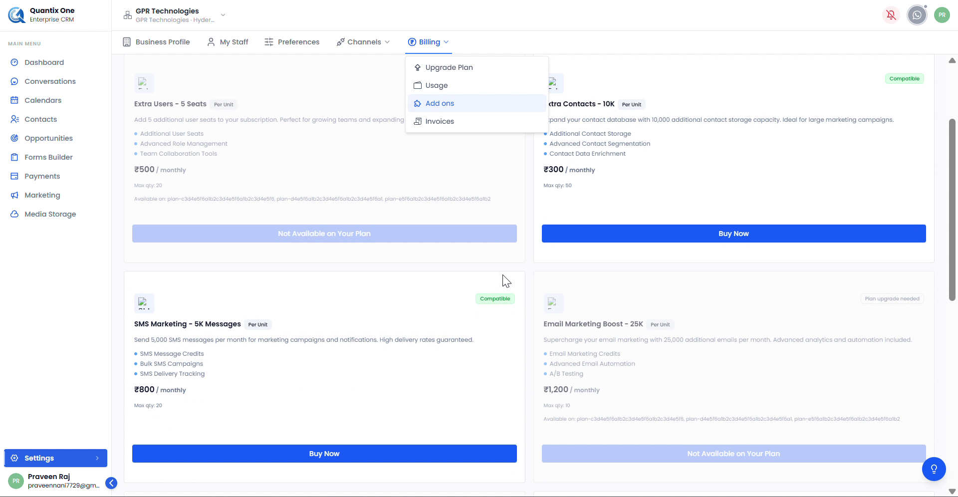 Billing – Professional & Ultimate Plans