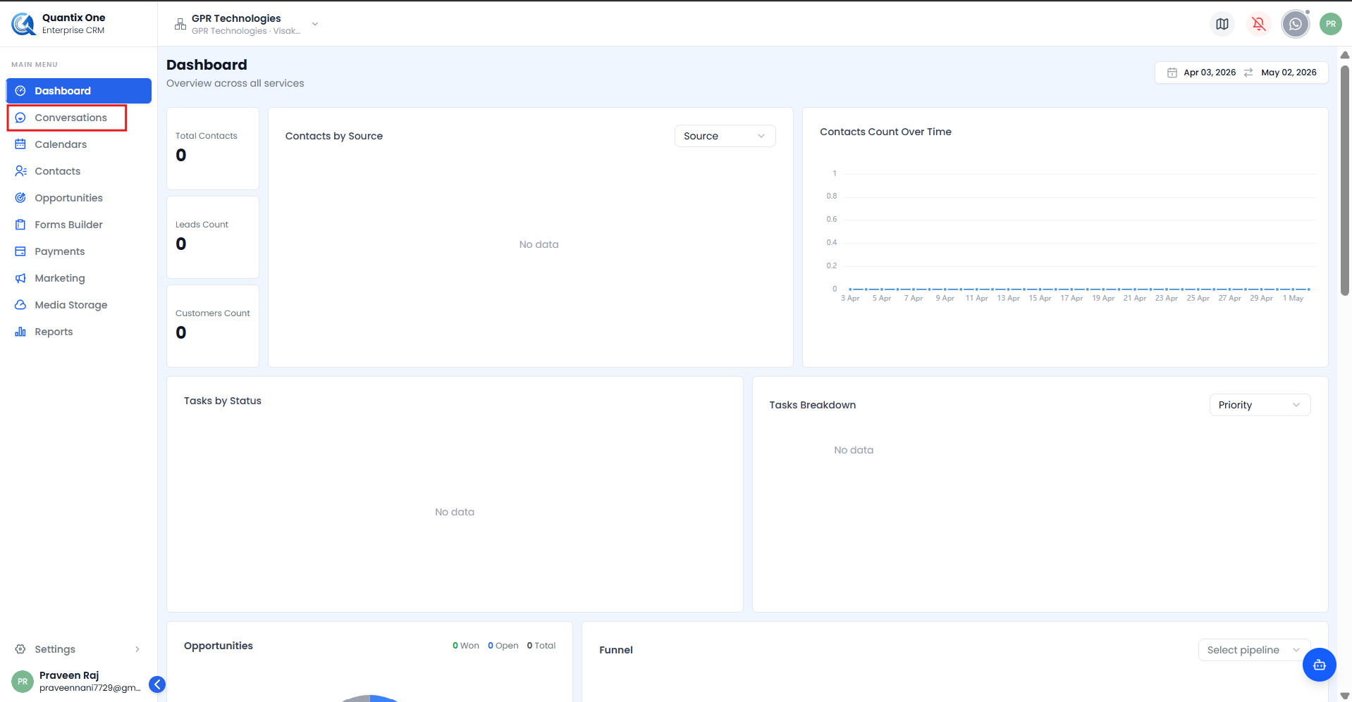 Sidebar with Conversations enabled after account approval
