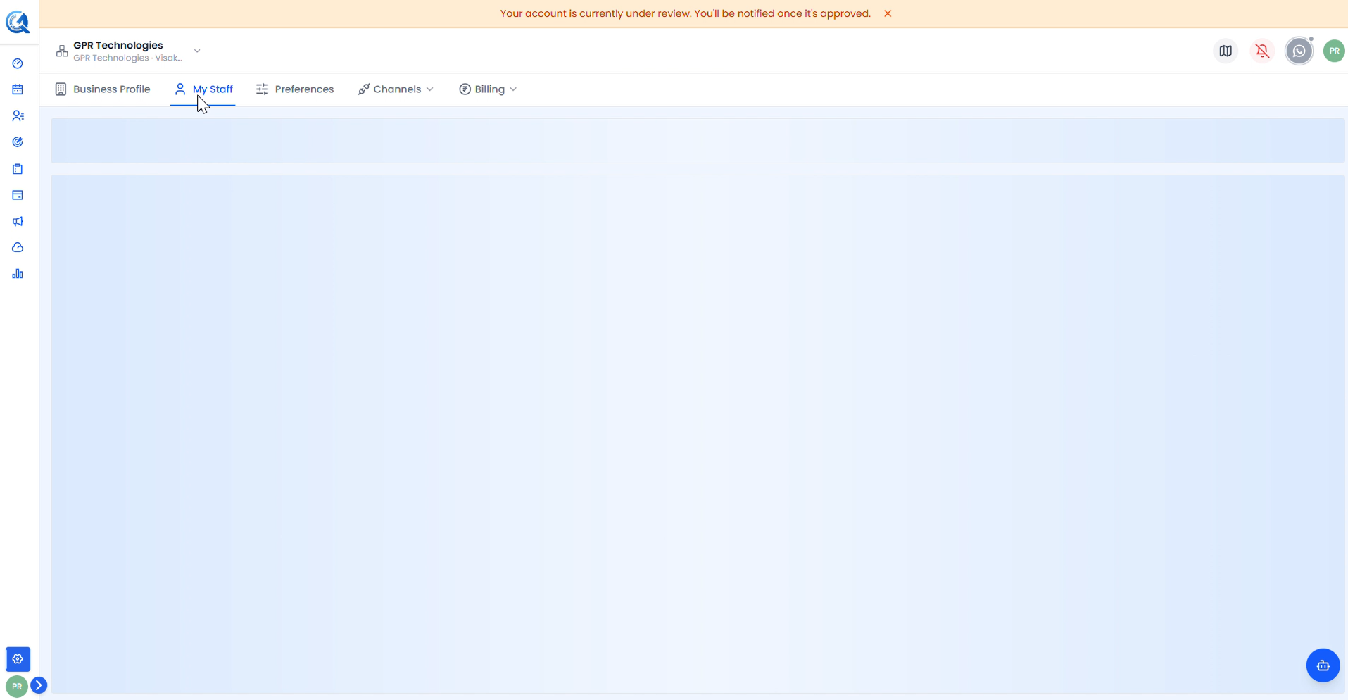 My Staff page empty state