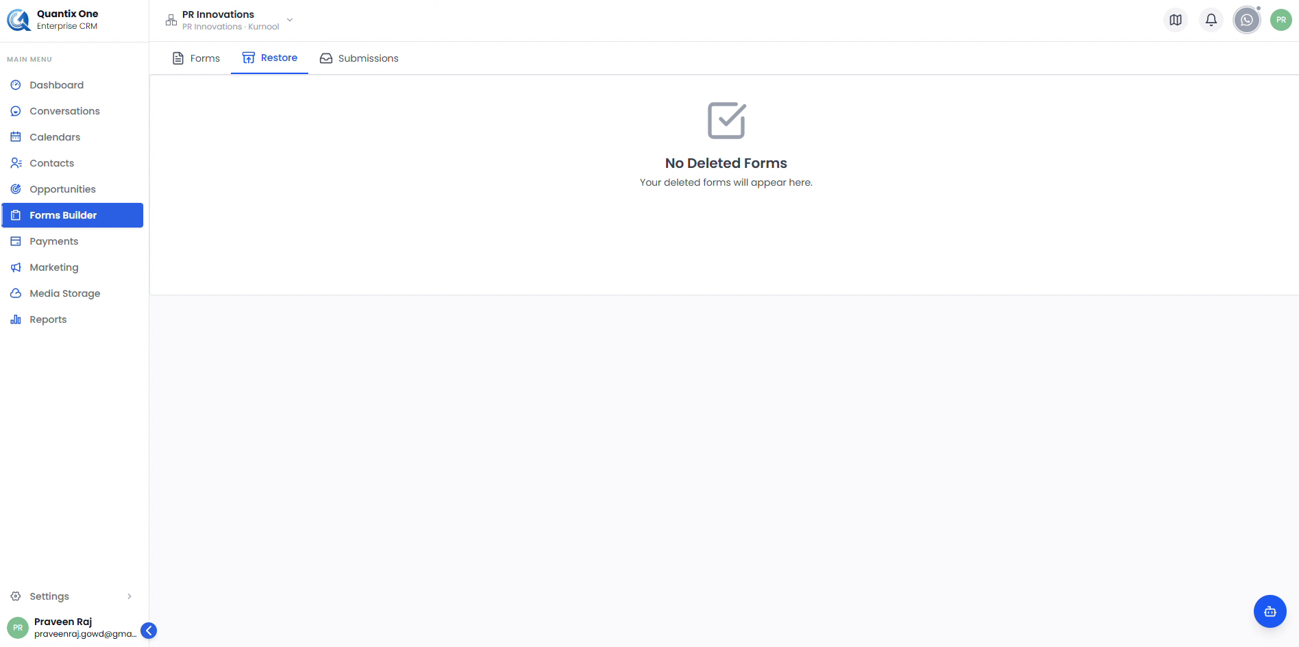 No deleted forms empty state