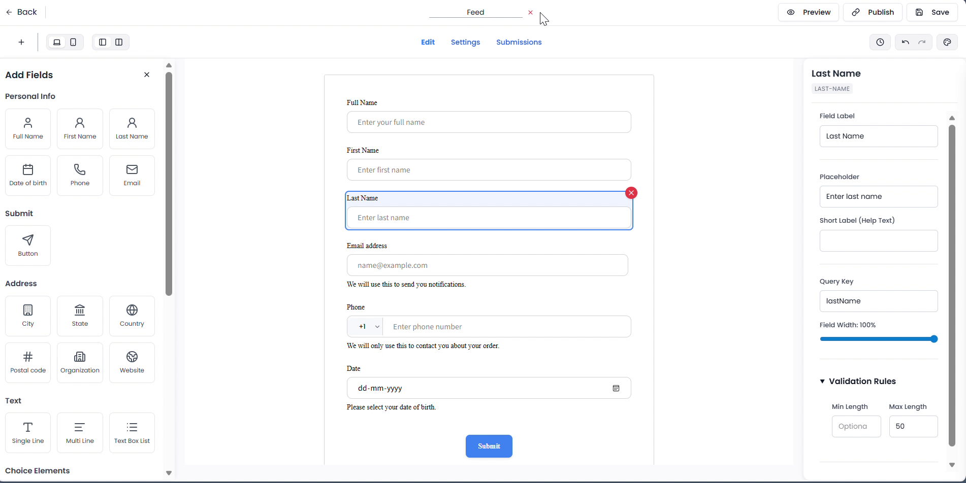 Naming the form