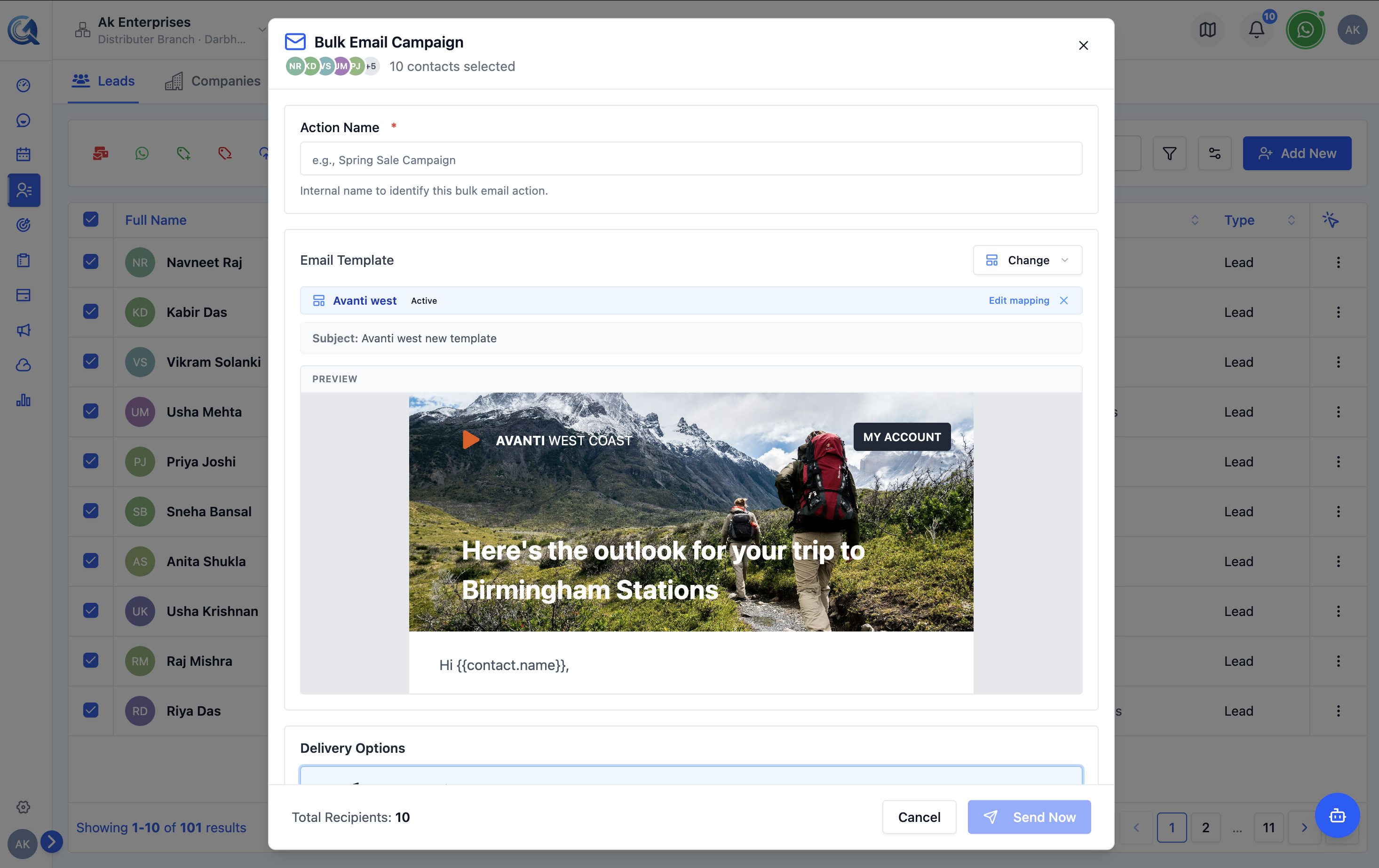 Bulk email form with all fields visible