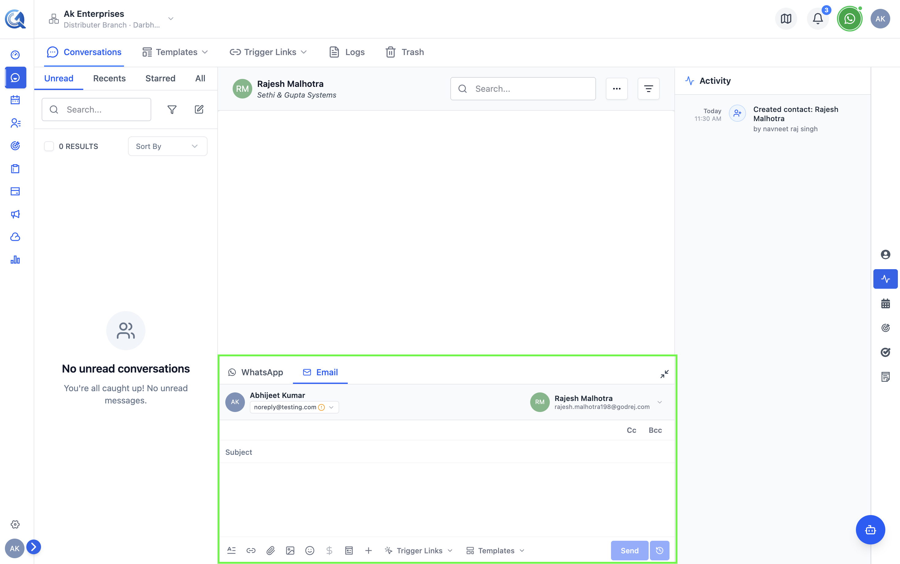 Diagram showing Conversations inbox with email thread open