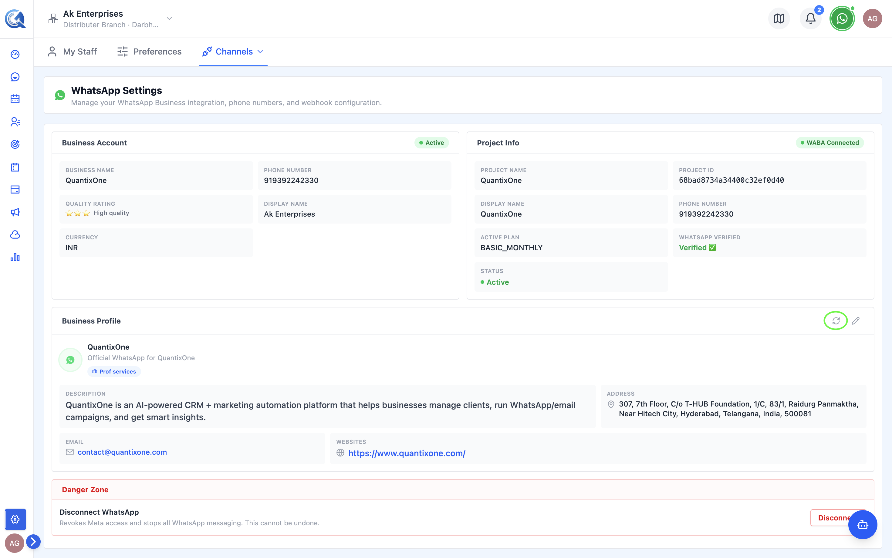 Sync from Meta button on the Business Profile page